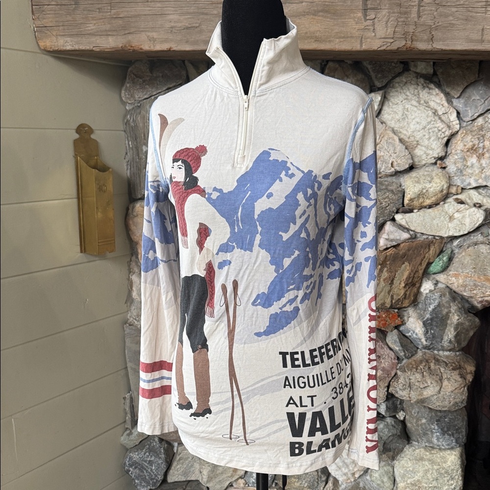 Neve Silk Vintage Pattern Base Layer Ski Long Sleeve Top Women’s Small - Picture 2 of 15